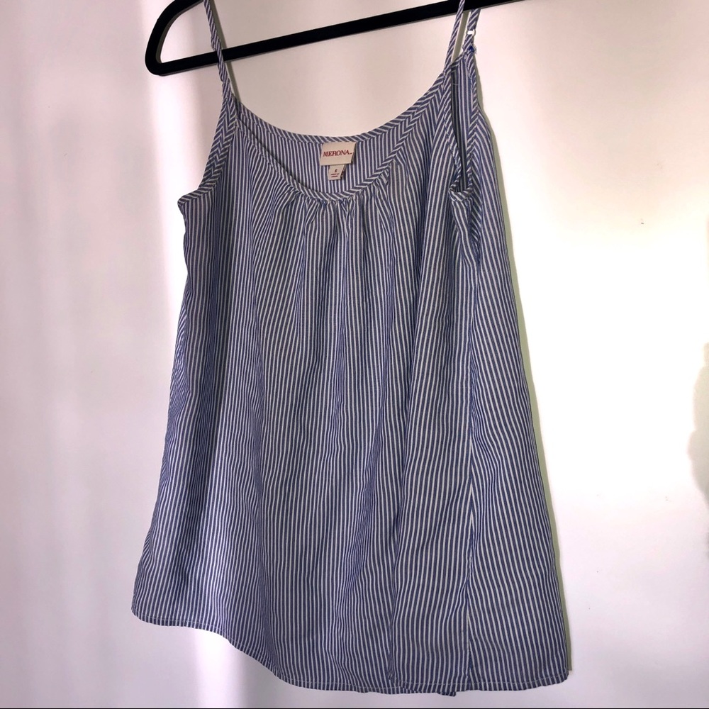 White & blue striped tank